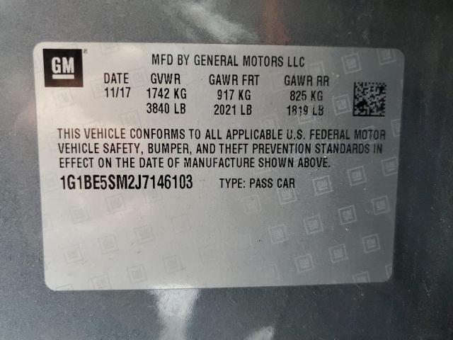 1G1BE5SM2J7146103 - 2018 CHEVROLET CRUZE LT 灰色 照片 12