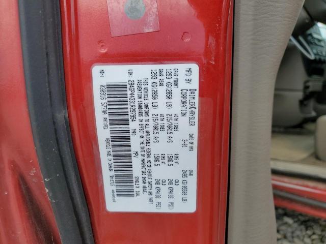 2B4GP44331R297954 - 2001 DODGE GRAND CARA SPORT RED photo 13