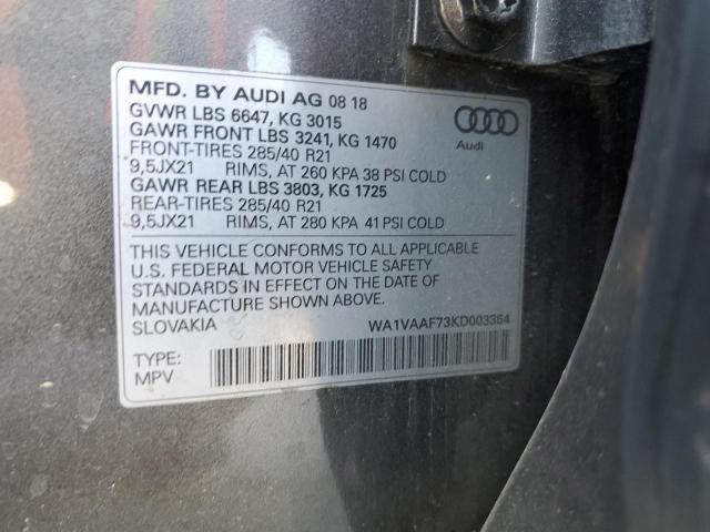 WA1VAAF73KD003364 - 2019 AUDI Q7 PRESTIGE 银色 照片 13
