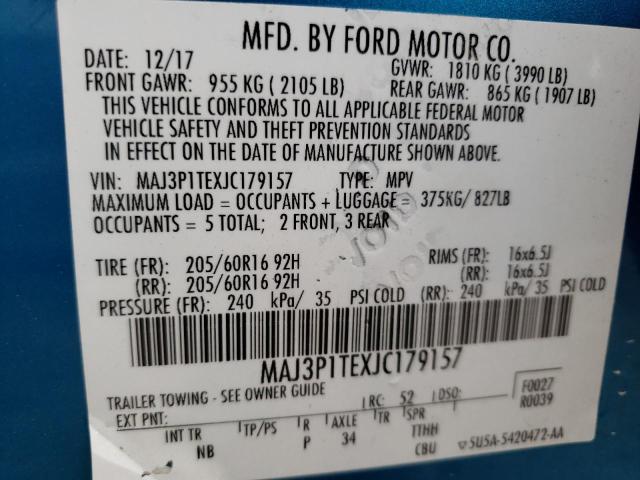 MAJ3P1TEXJC179157 - 2018 FORD ECOSPORT SE Azul foto 14