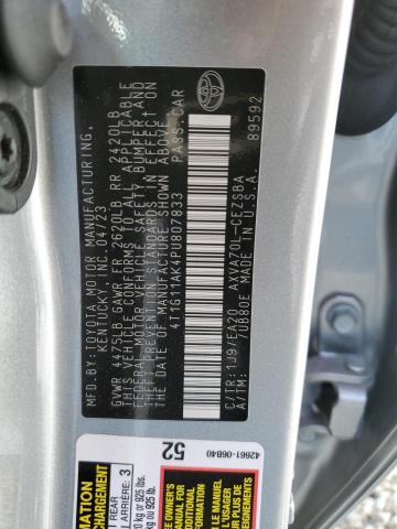 4T1G11AK4PU807833 - 2023 TOYOTA CAMRY SE NIGHT SHADE SILVER photo 12