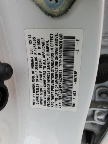 19XFB2F9XFE029611 - 2015 HONDA CIVIC EXL WHITE photo 12