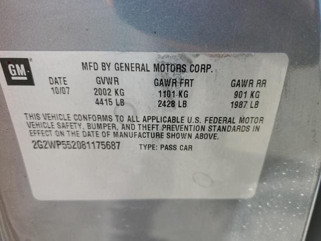 2G2WP552081175687 - 2008 PONTIAC GRAND PRIX 灰色 照片 12