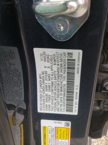 2HGFE2F59NH563756 - 2022 HONDA CIVIC SPORT 灰色 照片 12