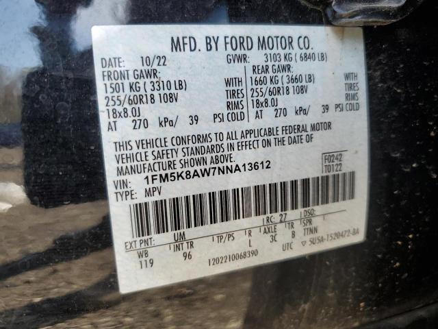 1FM5K8AW7NNA13612 - 2022 FORD EXPLORER POLICE INTERCEPTOR 黑色 照片 14