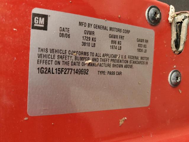 1G2AL15F277149692 - 2007 PONTIAC G5 Rouge photo 12