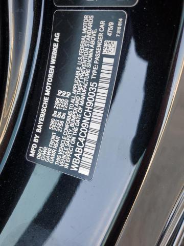 WBABC4C09NCH90035 - 2022 BMW M850XI BLACK photo 13