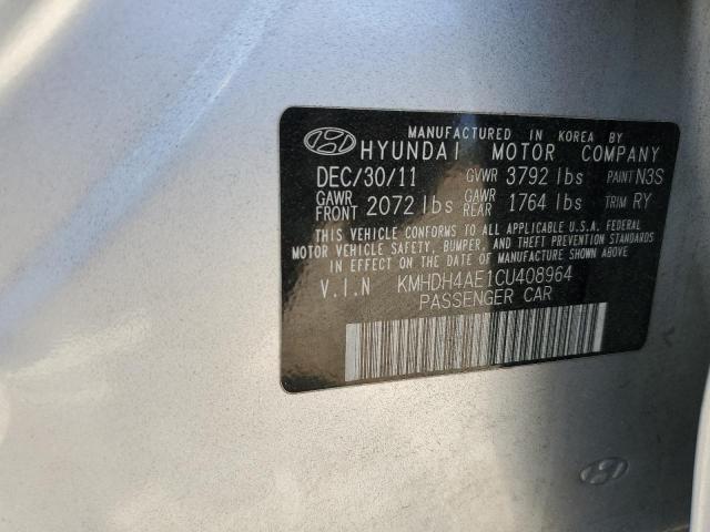 KMHDH4AE1CU408964 - 2012 HYUNDAI ELANTRA GLS SILVER photo 12