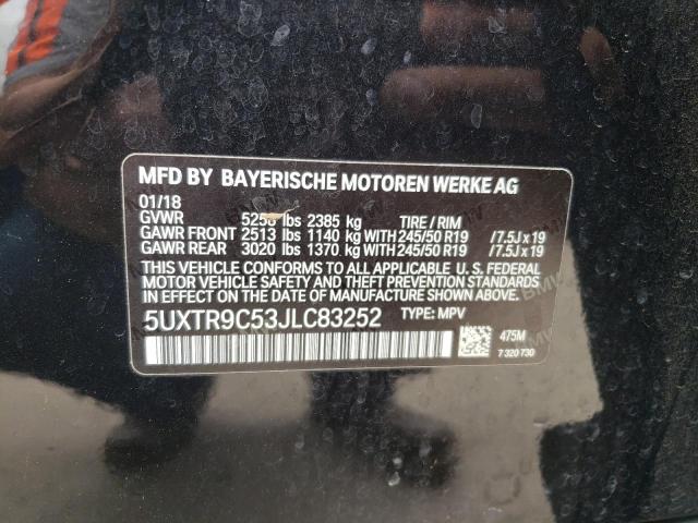 5UXTR9C53JLC83252 - 2018 BMW X3 XDRIVE30I BLACK photo 12