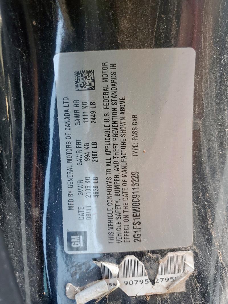 2G1FS1EW0C9113229 - 2012 CHEVROLET CAMARO SS BLACK photo 12