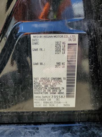 1N4AL3AP6JC235582 - 2018 NISSAN ALTIMA 2.5 أسود صورة 12