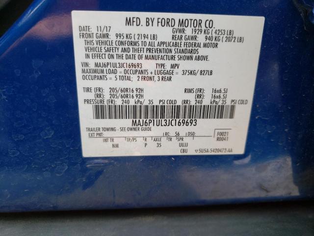 MAJ6P1UL3JC169693 - 2018 FORD ECOSPORT SE Azul foto 13