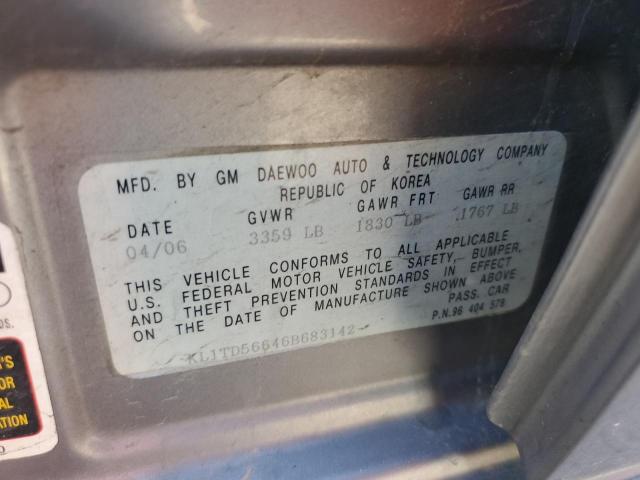 KL1TD56646B683142 - 2006 CHEVROLET AVEO BASE Boz foto 12