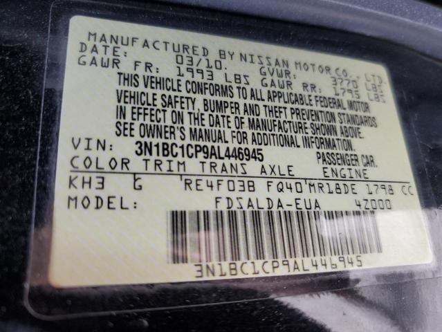 3N1BC1CP9AL446945 - 2010 NISSAN VERSA S BLACK photo 12