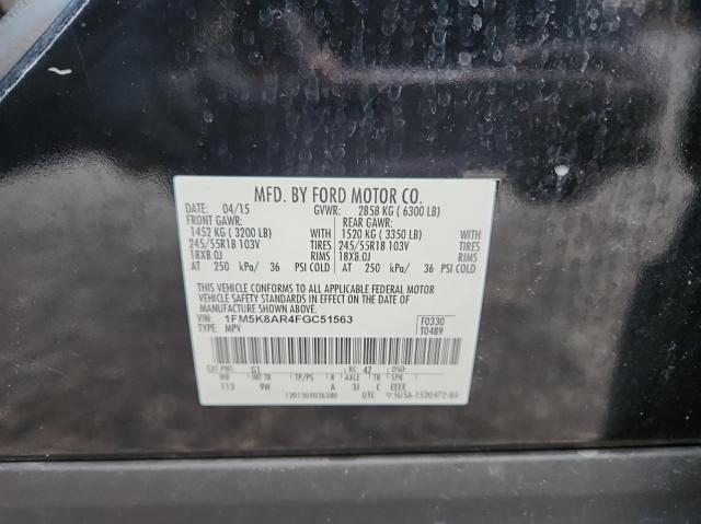 1FM5K8AR4FGC51563 - 2015 FORD EXPLORER POLICE INTERCEPTOR 黑色 照片 10