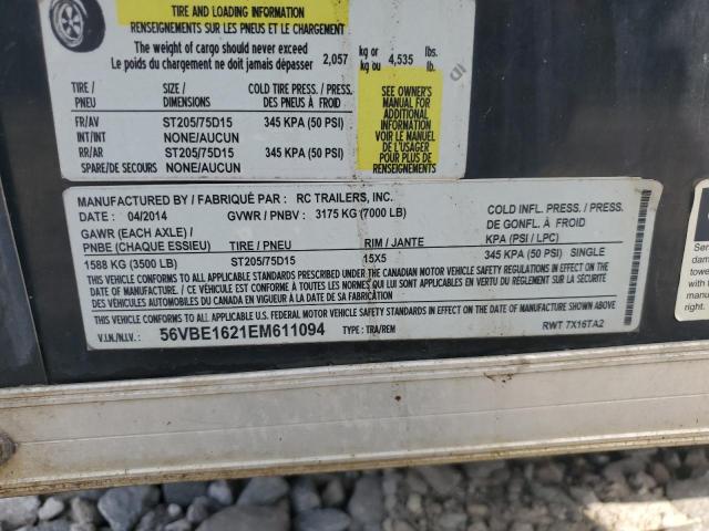 56VBE1621EM611094 - 2014 RC TRAILER BLACK photo 10