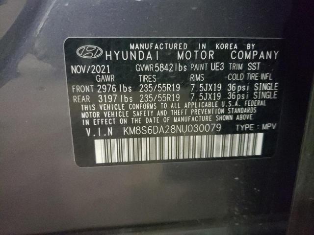 KM8S6DA28NU030079 - 2022 HYUNDAI SANTA FE SEL BLACK photo 12