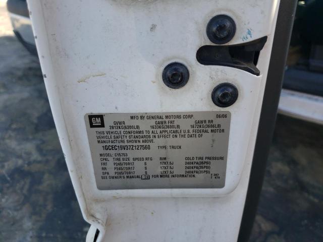 1GCEC19V37Z127560 - 2007 CHEVROLET SILVERADO C1500 CLASSIC WHITE photo 12