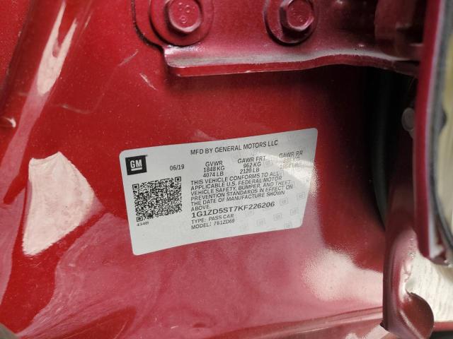 1G1ZD5ST7KF226206 - 2019 CHEVROLET MALIBU LT Rouge photo 12