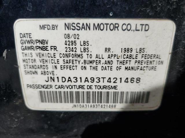 JN1DA31A93T421468 - 2003 NISSAN MAXIMA GLE BLUE photo 12