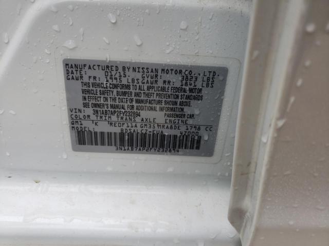 3N1AB7AP2FY232894 - 2015 NISSAN SENTRA S WHITE photo 13