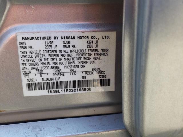 1N4BL11E23C168506 - 2003 NISSAN ALTIMA SE SILVER photo 13