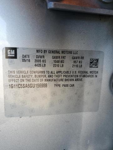 1G11C5SA6GU156988 - 2016 CHEVROLET MALIBU LIM LT Сұр фото 12