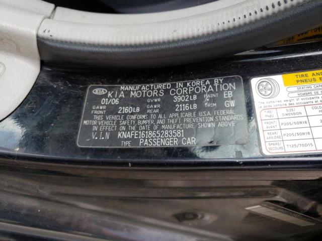 KNAFE161865283581 - 2006 KIA SPECTRA5 BLACK photo 12