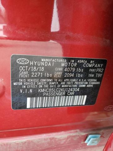 KMHC85LC2KU124304 - 2019 HYUNDAI IONIQ LIMITED RED photo 12