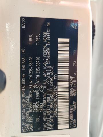 5TDGZRBH7NS585112 - 2022 TOYOTA HIGHLANDER XLE Ağ foto 13