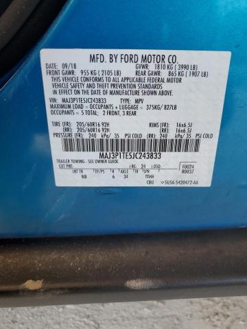 MAJ3P1TE5JC243833 - 2018 FORD ECOSPORT SE BLUE photo 13