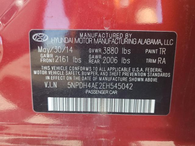 5NPDH4AE2EH545042 - 2014 HYUNDAI ELANTRA SE RED photo 12