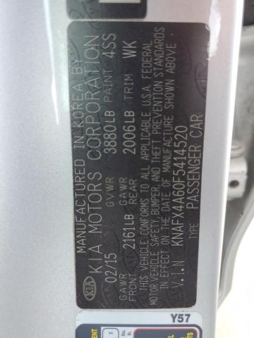 KNAFX4A60F5414520 - 2015 KIA FORTE LX SILVER photo 12