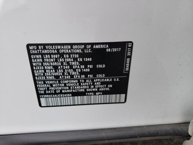 1V2RR2CA6JC524250 - 2018 VOLKSWAGEN ATLAS SEL WHITE photo 13