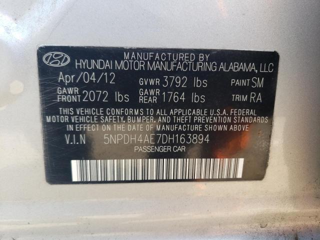 5NPDH4AE7DH163894 - 2013 HYUNDAI ELANTRA GLS SILVER photo 12