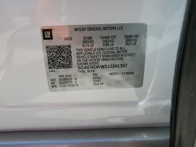 5GAERDKW3JJ241357 - 2018 BUICK ENCLAVE AVENIR 白色 照片 13