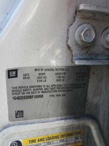 1G4GE5ED8BF199898 - 2011 BUICK LACROSSE CXS Ağ foto 12