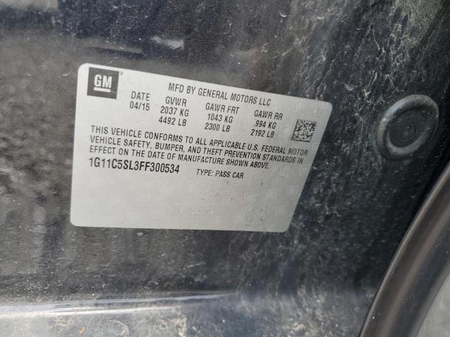 1G11C5SL3FF300534 - 2015 CHEVROLET MALIBU 1LT შავი ფოტო 12