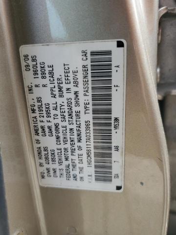 1HGCM56117A033965 - 2007 HONDA ACCORD VALUE TAN photo 12