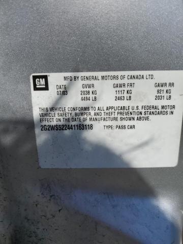 2G2WS522441163118 - 2004 PONTIAC GRAND PRIX GT2 SILVER photo 12