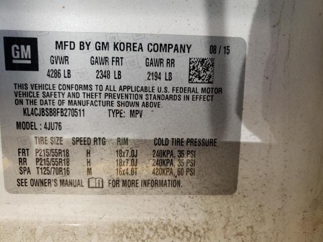 KL4CJBSB8FB270511 - 2015 BUICK ENCORE CONVENIENCE 白色 照片 13