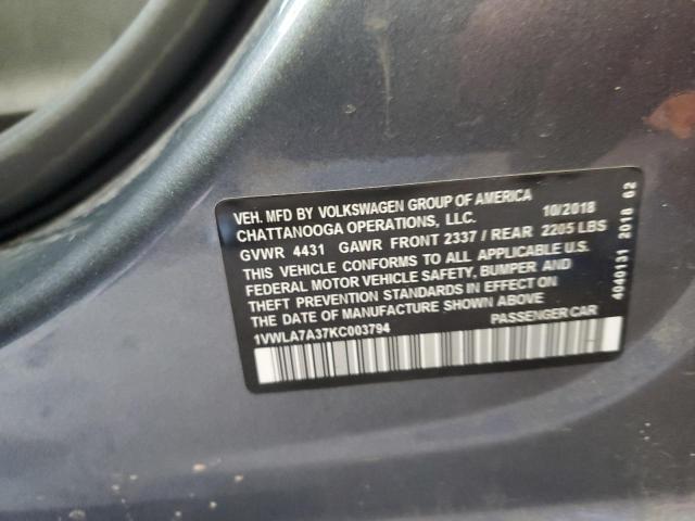 1VWLA7A37KC003794 - 2019 VOLKSWAGEN PASSAT WOLFSBURG 灰色 照片 12