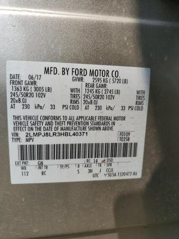 2LMPJ8LR3HBL40371 - 2017 LINCOLN MKX RESERVE Ոսկեգույն լուսանկար 12