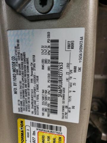 3FA6P0LU8JR277653 - 2018 FORD FUSION SE HYBRID GOLD photo 12