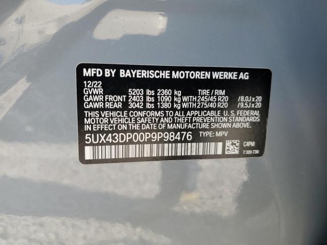 5UX43DP00P9P98476 - 2023 BMW X3 SDRIVE30I GRAY photo 12