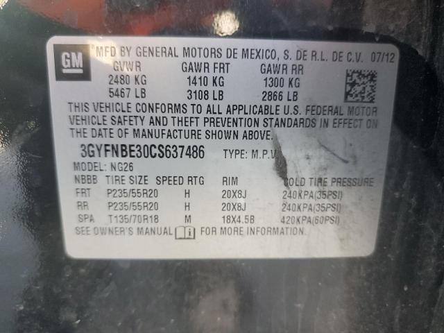 3GYFNBE30CS637486 - 2012 CADILLAC SRX PERFORMANCE COLLECTION Czarny zdjęcie 13