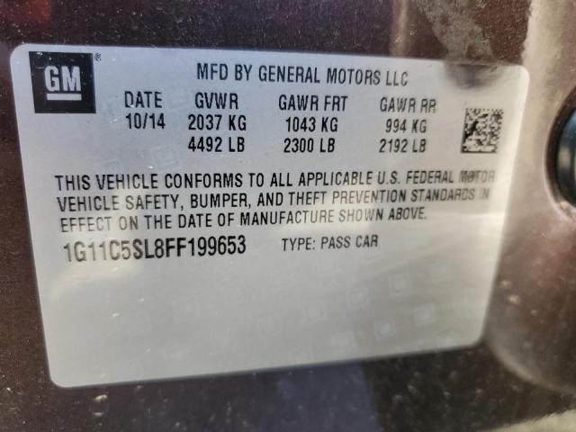 1G11C5SL8FF199653 - 2015 CHEVROLET MALIBU 1LT ყავისფერი ფოტო 12