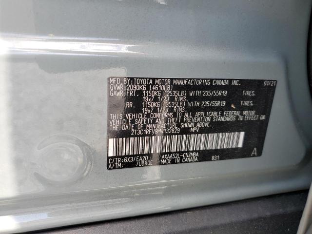 2T3C1RFV8MW132829 - 2021 TOYOTA RAV4 XLE PREMIUM GRAY photo 13