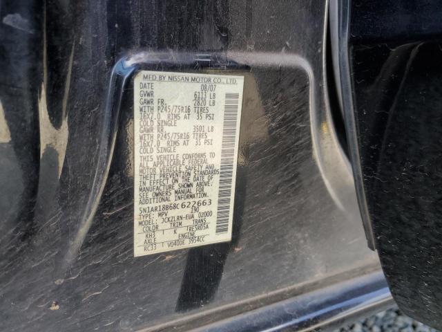5N1AR18B68C622663 - 2008 NISSAN PATHFINDER S BLACK photo 13