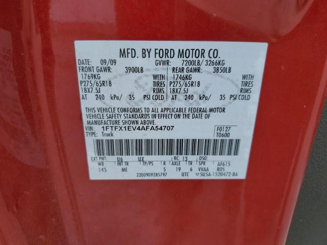 1FTFX1EV4AFA54707 - 2010 FORD F150 SUPER CAB RED photo 12